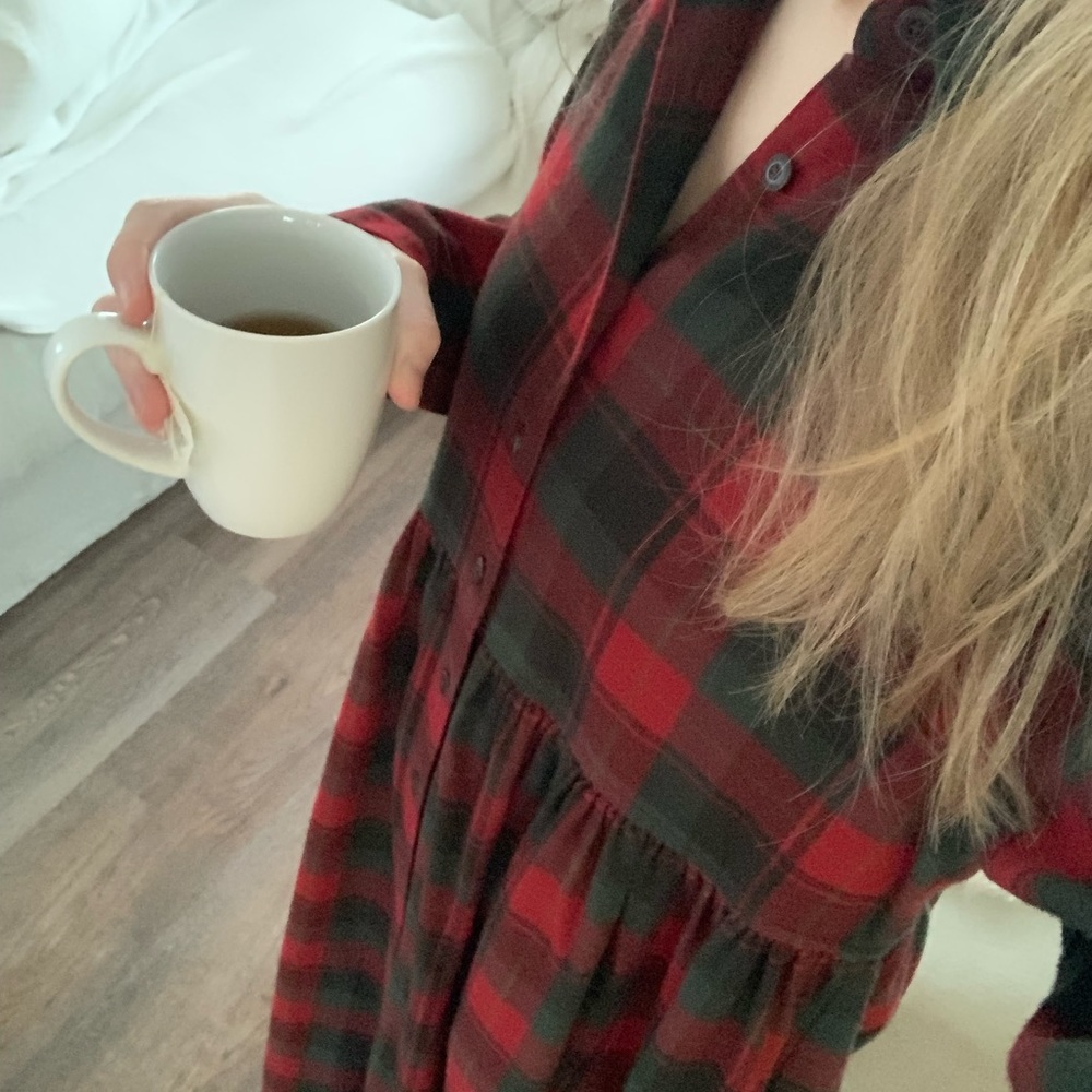 Vintage Eddie Bauer Plaid Flannel Cottagecore Dress M 90s Y2K Christmas